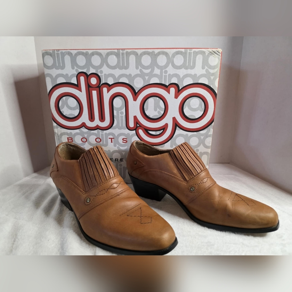 Dingo Women's DI02218 Western Ankle-Boots‎ Size 8M Brown Leather Cowgirl Booties